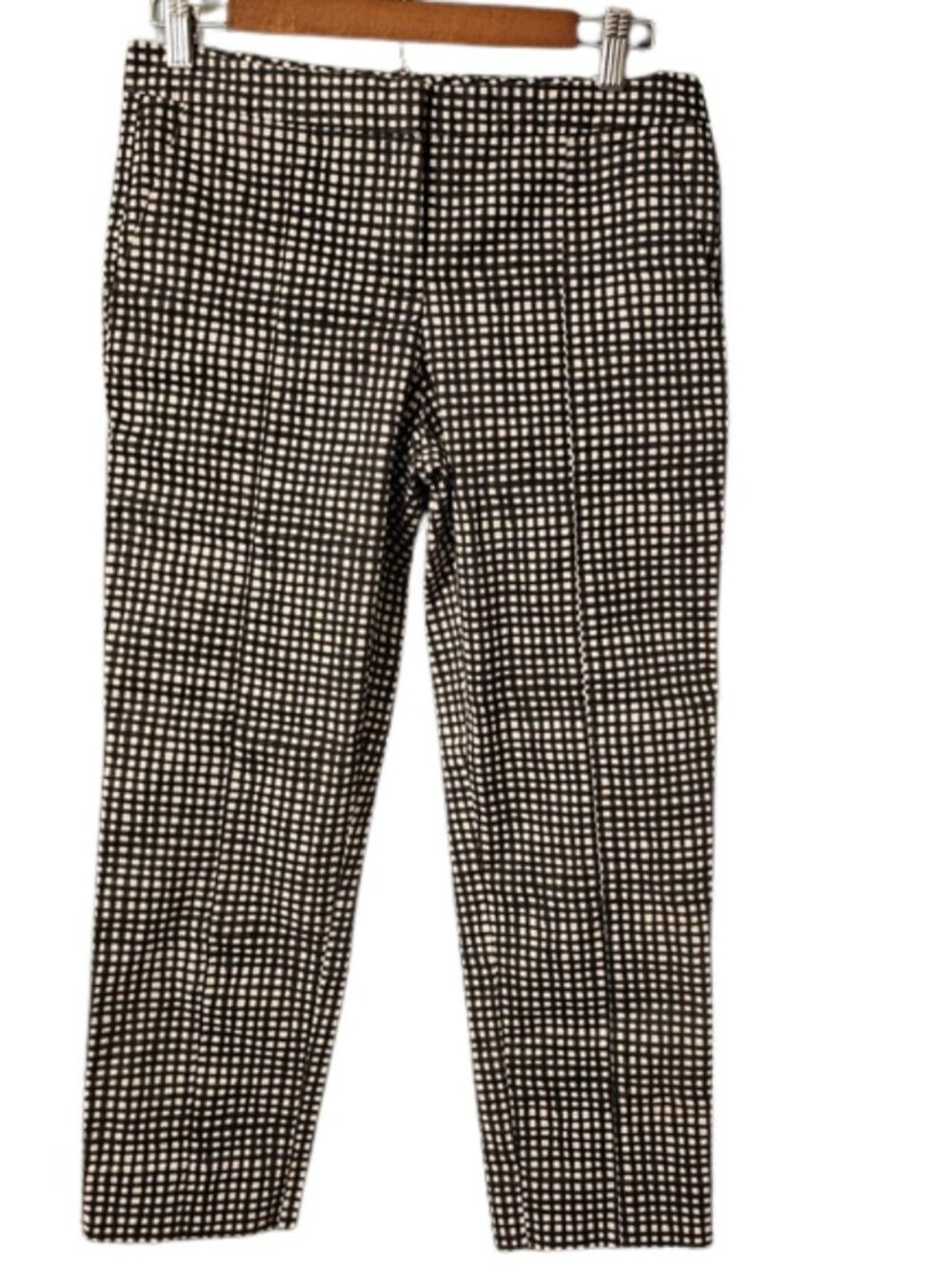 Reed Gingham Check Cropped Ankle Pants Black White Size 4 — Classic Prep Office